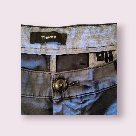 Theory Men's Navy Slim Trousers Casual Pants Cotton Chino Khaki Size 38‎ - Picture 3 of 8
